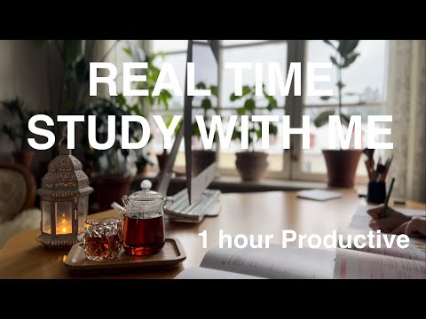 REAL TIME STUDY WITH ME (no music): 1h Productive, Motivation, Relax, background noise, Pomodoro30/5