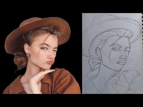 How to draw a portrait of girl using reference photo | Loomis method portrait drawing for beginners