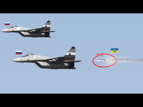 Scary moment! Russia loses two MiG-29 fighter pilots after being hit by Ukrainian missile.