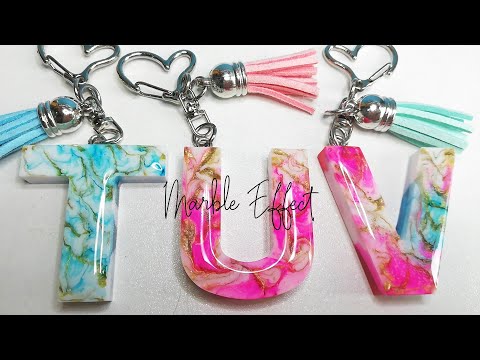 Marble Effect in Resin Letter Keychains | Design #16 | RESIN CRAFTS 101 