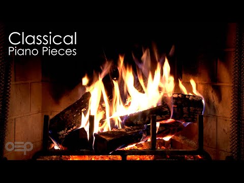 Classical Piano Music &amp; Fireplace 24/7 - Mozart, Chopin, Beethoven, Bach, Grieg, Schumann, Satie