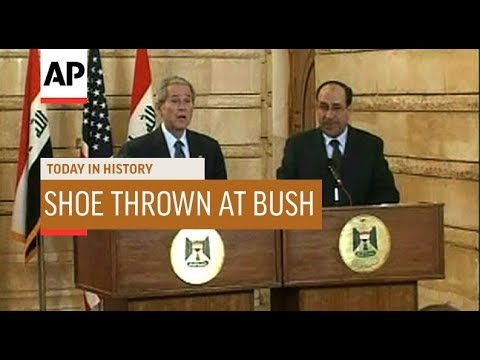 Shoe Thrown at Pres. Bush - 2008 | Today In History | 14 Dec 18