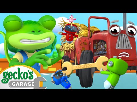 Trevor Tactor Tire Trouble | Gecko's Garage | Trucks For Children | Cartoons For Kids