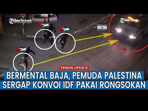 Tak Punya Rasa Takut, Pemuda Palestina Lempar Batu dan Rongsokan ke Konvoi Kendaraan Militer Israel