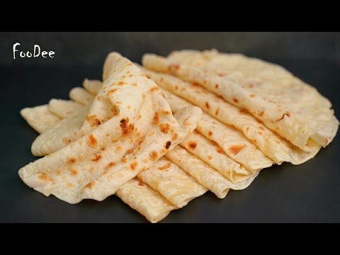 Flour + hot water! Thin tortillas in a frying pan!