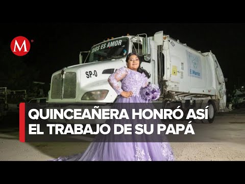 En Tamaulipas, quincea&ntilde;era se toma fotos en cami&oacute;n de basura; honra a su padre