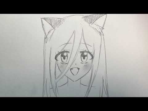 How to draw cute &ldquo;Neko&rdquo; anime cat girl | no time lapse step by step