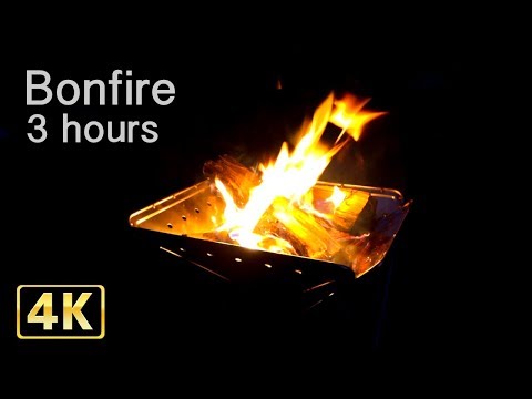 4K Bonfire BGM video The ultimate relaxation time with natural sound (healing, study, working BGM)