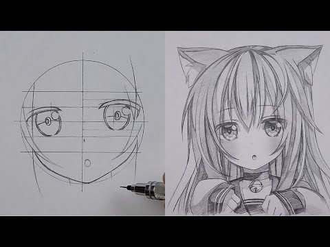 How to Draw cute Anime Girl with ease ! 🐱| ss_art1