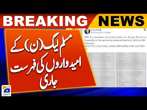 PMLN  | Candidates list Issued | Election 2024