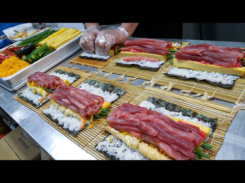 Amazing amount!! Japanese giant seafood sushi Futomaki making - Korean street food