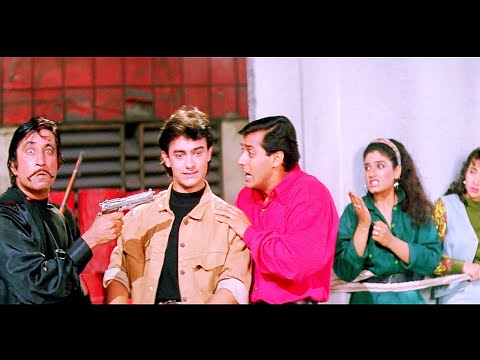 Aankhein Nikalke Gotiyan Khelunga - Aamir, Salman, Raveena, Karishma - Andaz Apna Apna Climax Scene