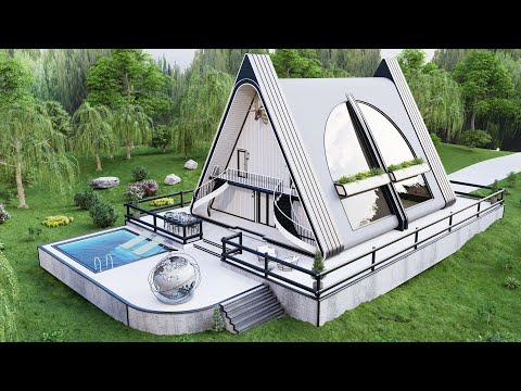 A Frame Cabin House Design - Luxury A-Frame Cabin w/ Perfect Interior Design