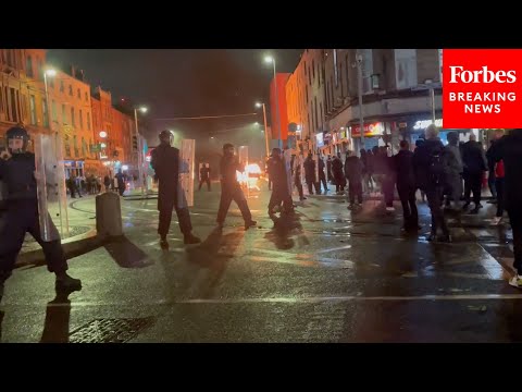 Riot Police Deploy On Dublin Streets Seeing Violence Following Mass Stabbing That Injured Children