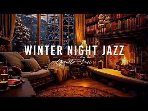 Relaxing Jazz Music &amp; Fireplace Sounds in a Cozy Winter Cabin for Sleeping, Studying