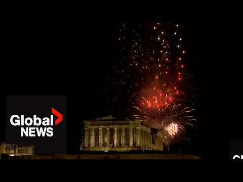 New Year's 2024: Athens' Acropolis illuminated by colourful fireworks display