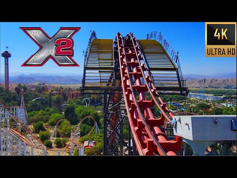 X2 Six Flags Magic Mountain POV Back Row (extremely intense roller coaster)