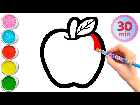 Apple and 8 More Fruits Drawing, Painting, Coloring for Kids and Toddlers | Learn Fruits 