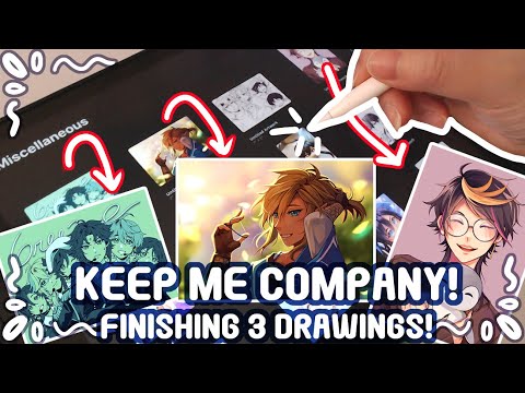 Keep Me Company As I Finish Up 3 Drawings! | No Talking