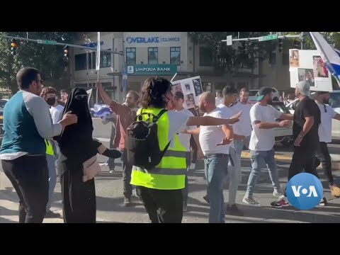 Tensions High as Israeli and Palestinian Expats Clash at Rivaling Rallies | VOANews