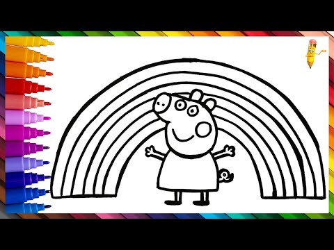 Drawing And Coloring Peppa Pig With A Rainbow 🐷🌈 Drawings For Kids