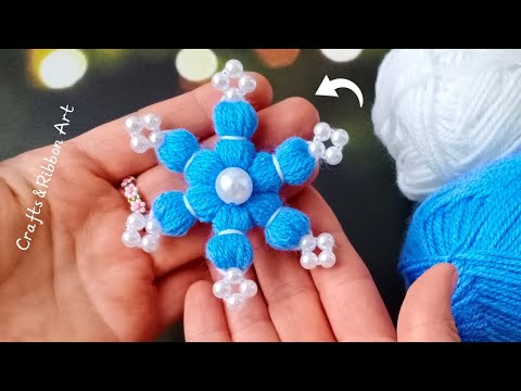 It's so Beautiful 🌟🎄 Easy Snowflake Making Idea with Yarn - DIY Amazing Christmas Ornament with wool