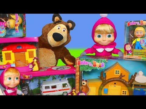 Masha and the Bear Unboxing: Playhouse, Dolls, Surprise Toy Vehicles &amp; Kitchen for Kids