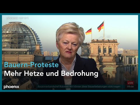 phoenix tagesgespr&auml;ch mit Renate K&uuml;nast zur Agrarpolitik der Bundesregierung am 08.01.24