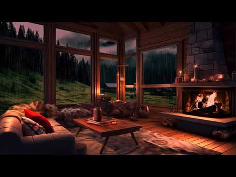 Cozy Rain Sounds | Cozy Atmosphere with Heavy Rain Sounds and Crackling Fireplace For Relaxation