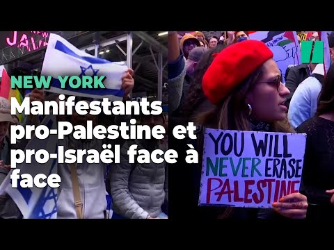 Des manifestants pro-Palestine et pro-Isra&euml;l face &agrave; face &agrave; New York