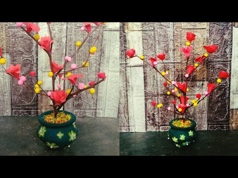 Recycling ideas || Flower Vase with round pot || Reuse waste materials || Ideas || Art and Craft.