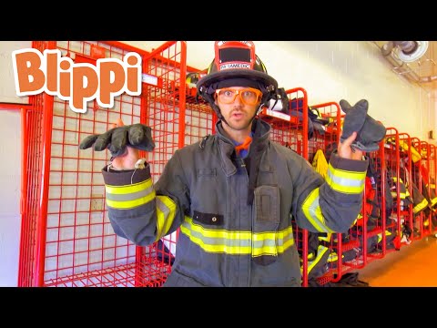 Blippi Learns At The Fire Station Tour | Learn about Firefighters for Kids | Blippi Videos