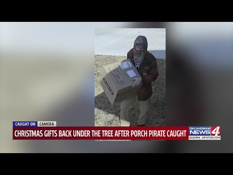 Porch pirate caught on camera stealing, Yukon couple takes matters into their own hands