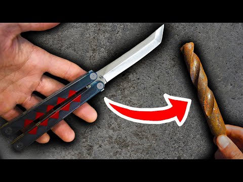 I Turned a Rusty Drill Bit Into a Katana Butterfly Knife