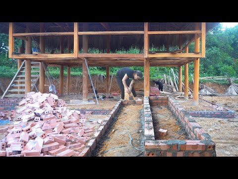 Build Border Around The Floor of Wooden House By Bricks And Cement - Concrete Floor Strip