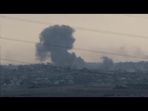 Plume of smoke in northern Gaza as Israel continues airstrikes