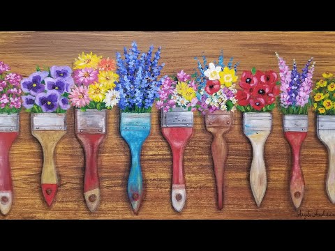 Flower Brushes Acrylic Painting LIVE Tutorial