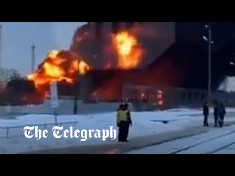 Ukrainian drone attack causes huge fire at Russian oil depot