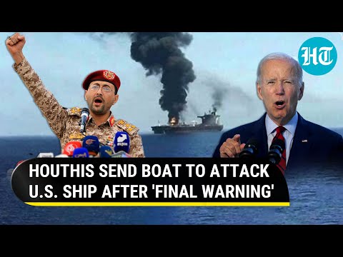 Houthi Drone Boat Goes Up In Flames Before Attacking U.S. Navy Ships In Red Sea | Watch