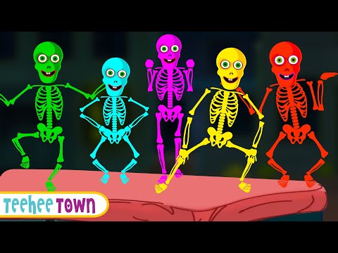 Five Skeletons Series Halloween Songs | Spooky Scary Songs By Teehee Town