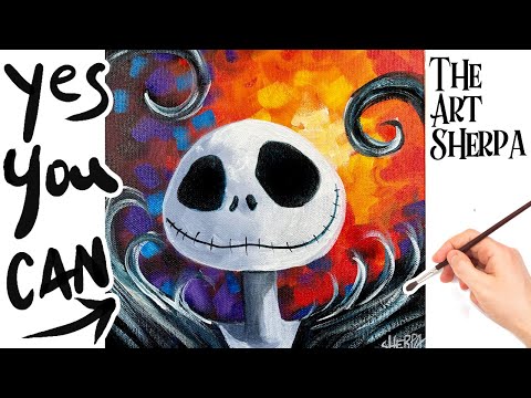 Fan Art Jack Skellington 🌟🎨 How to paint acrylics for beginners: Halloween tutorial