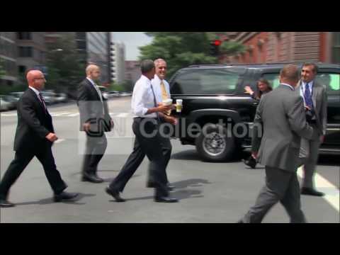 OBAMA WALKING W STARBUCKS- 'IT'S TEA'