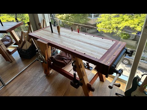 Maple and Mahogany Moravian workbench for my home office 👀