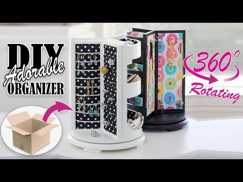 DIY ROTATING JEWELLERY ORGANIZER ADORABLE IDEA // Cute Organizer Tutorial