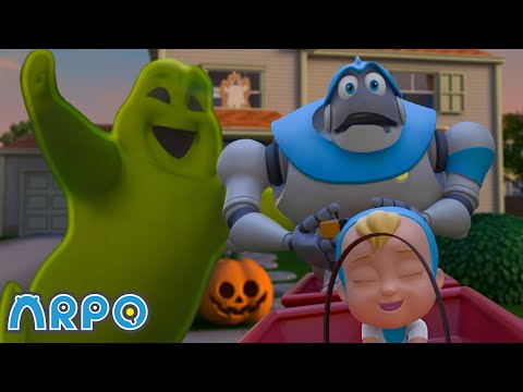 Terrific Ghost Train Trouble! | ARPO The Robot | Spooky Play | Halloween Cartoons for Kids