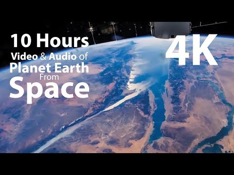 4K UHD 10 hours - Earth from Space &amp; Space Wind Audio - relaxing, meditation, nature