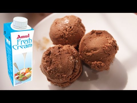 Chocolate Ice Cream Banane ka Tarika - Amul Cream &amp; Doodh Se - चॉकलेट आइस क्रीम - cookingshooking