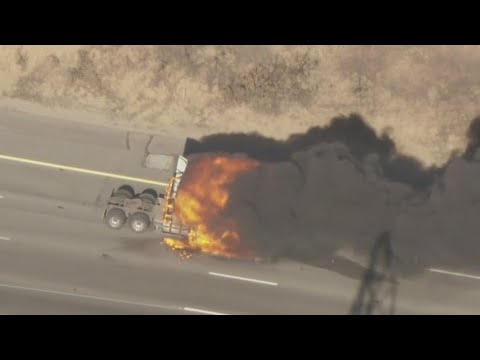 Police Chase: Big rig explodes into flames during pursuit on 5 Freeway in LA County