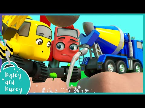 🚧 Blockage in the Trench - Working Together 🚜| Digley and Dazey | Kids Construction Truck Cartoons