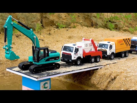 Bridge Construction Vehicles Excavator Crane Truck and Rescue Police Car | BIBO TOYS